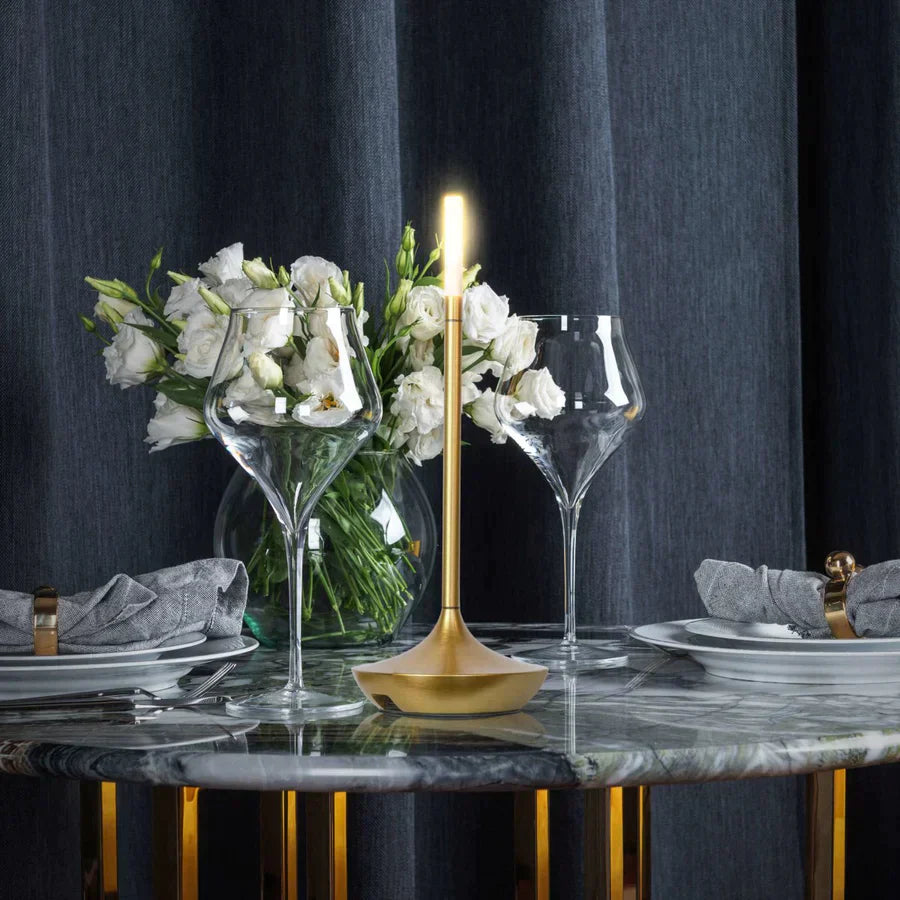 Bougie - Lampe de table élégante en métal et verre - Ambiance chic