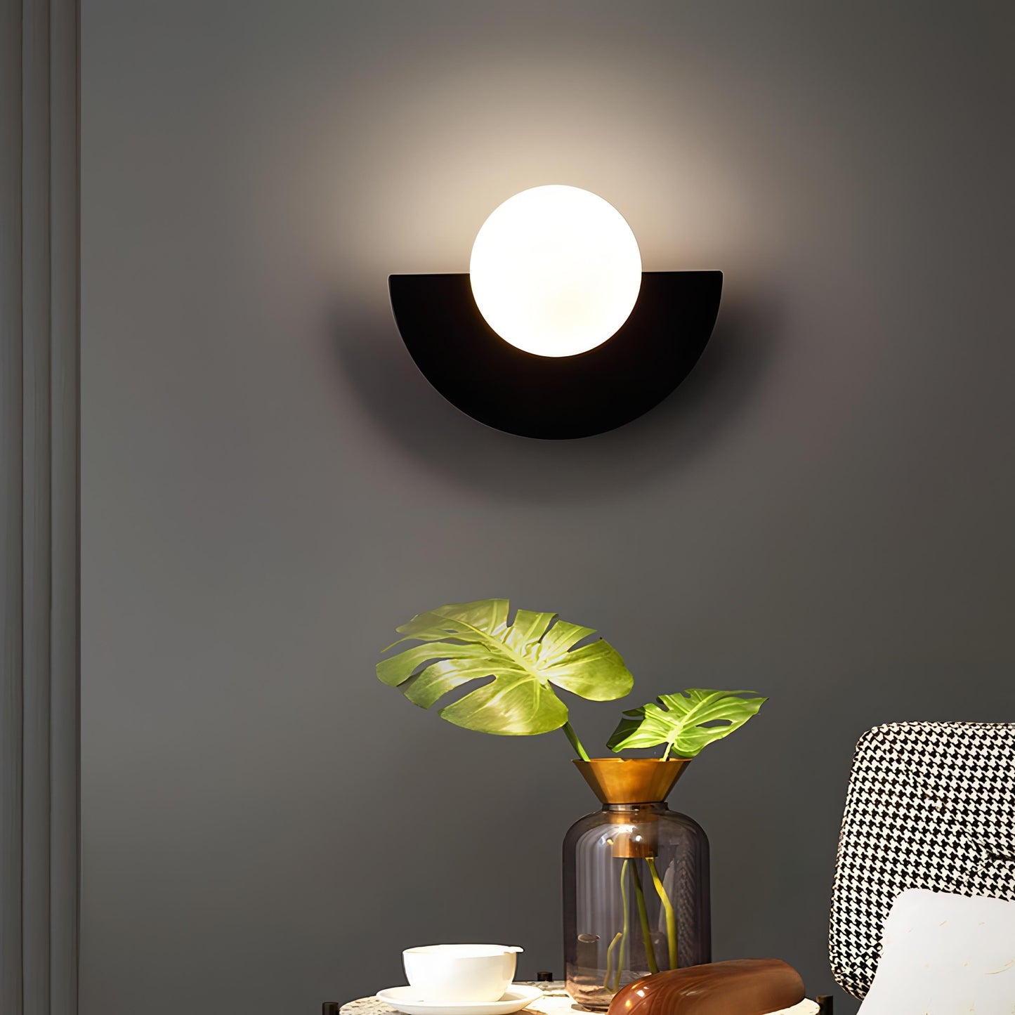 Applique murale - Style nordique - Luminaire design en demi-cercle