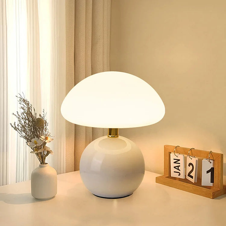 Lampe à poser - Finition crème française - Forme champignon