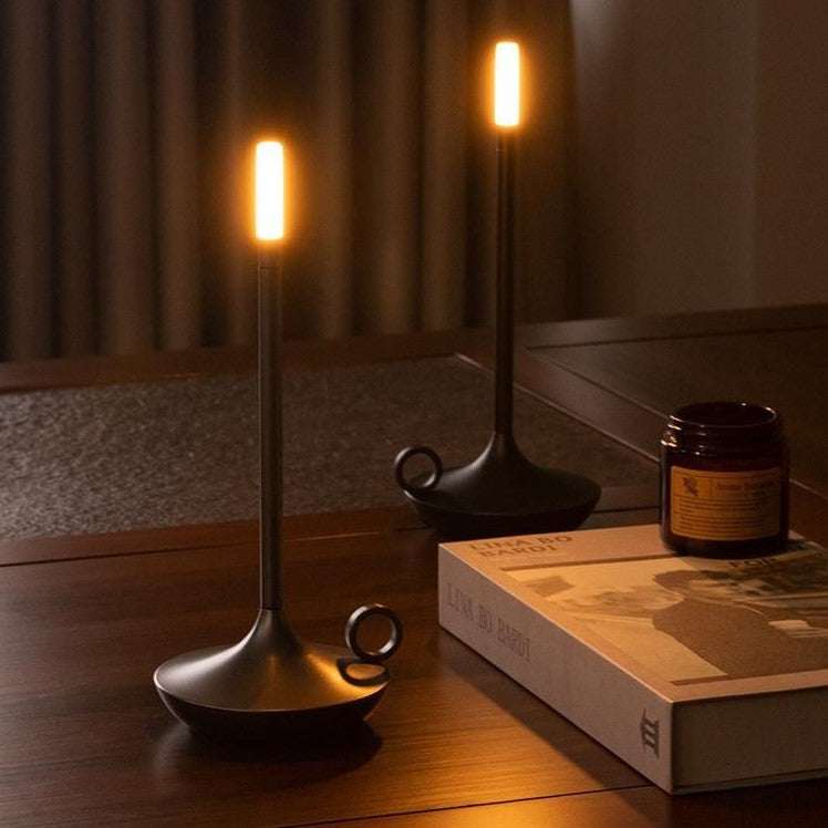 Bougie - Lampe de table élégante en métal et verre - Ambiance chic