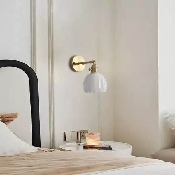 Lampe murale - Style rétro - Abat-jour en verre tulipe fleur bourgeon