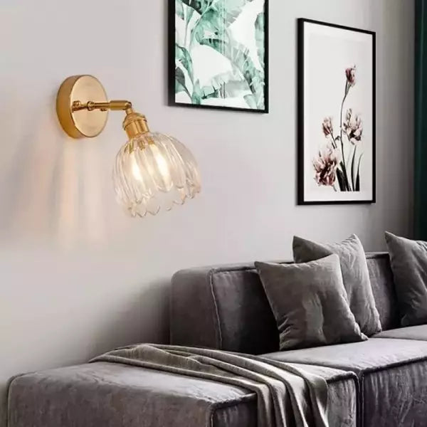 Lampe murale - Style rétro - Abat-jour en verre tulipe fleur bourgeon