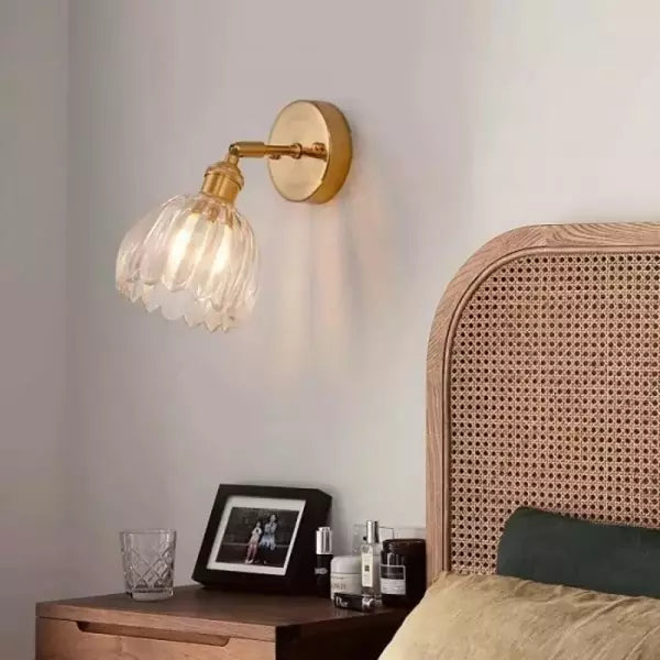 Lampe murale - Style rétro - Abat-jour en verre tulipe fleur bourgeon