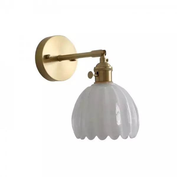 Lampe murale - Style rétro - Abat-jour en verre tulipe fleur bourgeon