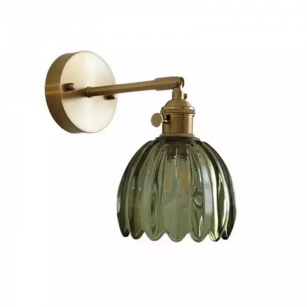 Lampe murale - Style rétro - Abat-jour en verre tulipe fleur bourgeon