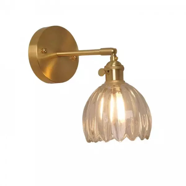 Lampe murale - Style rétro - Abat-jour en verre tulipe fleur bourgeon
