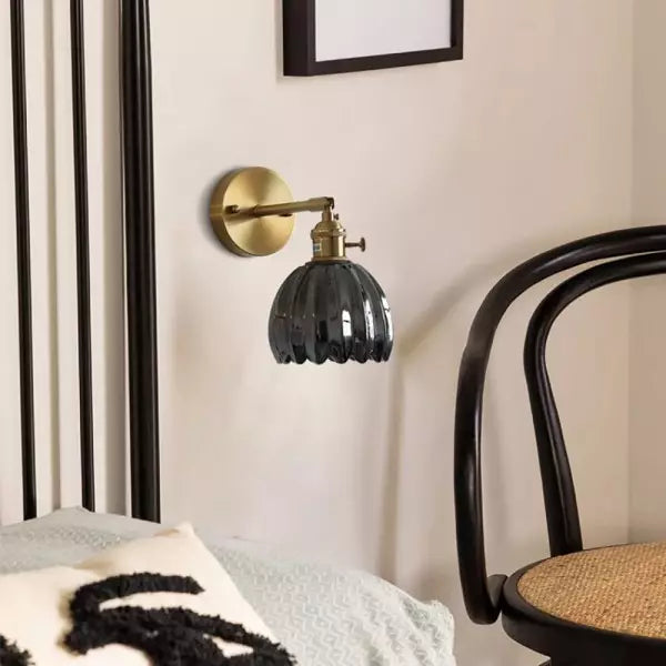 Lampe murale - Style rétro - Abat-jour en verre tulipe fleur bourgeon