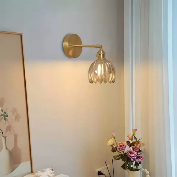 Lampe murale - Style rétro - Abat-jour en verre tulipe fleur bourgeon