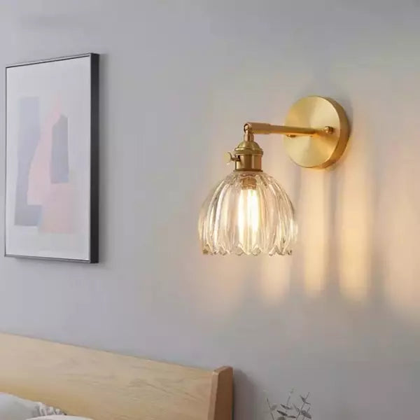 Lampe murale - Style rétro - Abat-jour en verre tulipe fleur bourgeon