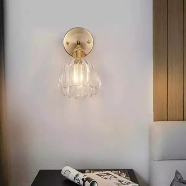 Lampe murale - Style rétro - Abat-jour en verre tulipe fleur bourgeon