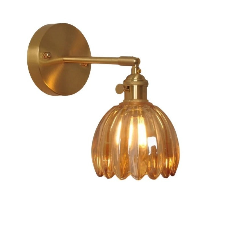 Lampe murale - Style rétro - Abat-jour en verre tulipe fleur bourgeon