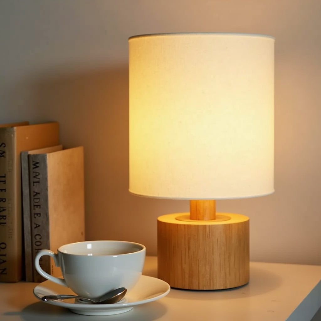 Lampe de chevet en bois naturel style scandinave – Éclairage contemporain et épuré pour votre chambre