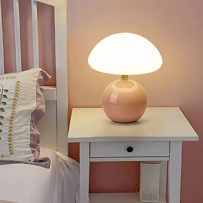 Lampe à poser - Finition crème française - Forme champignon