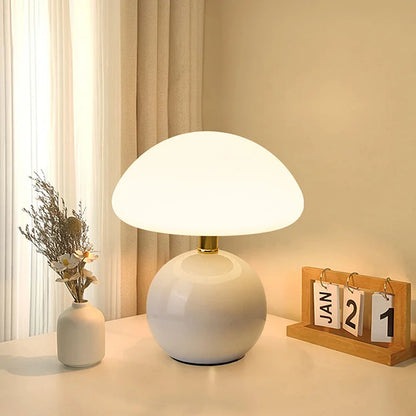 Lampe à poser - Finition crème française - Forme champignon
